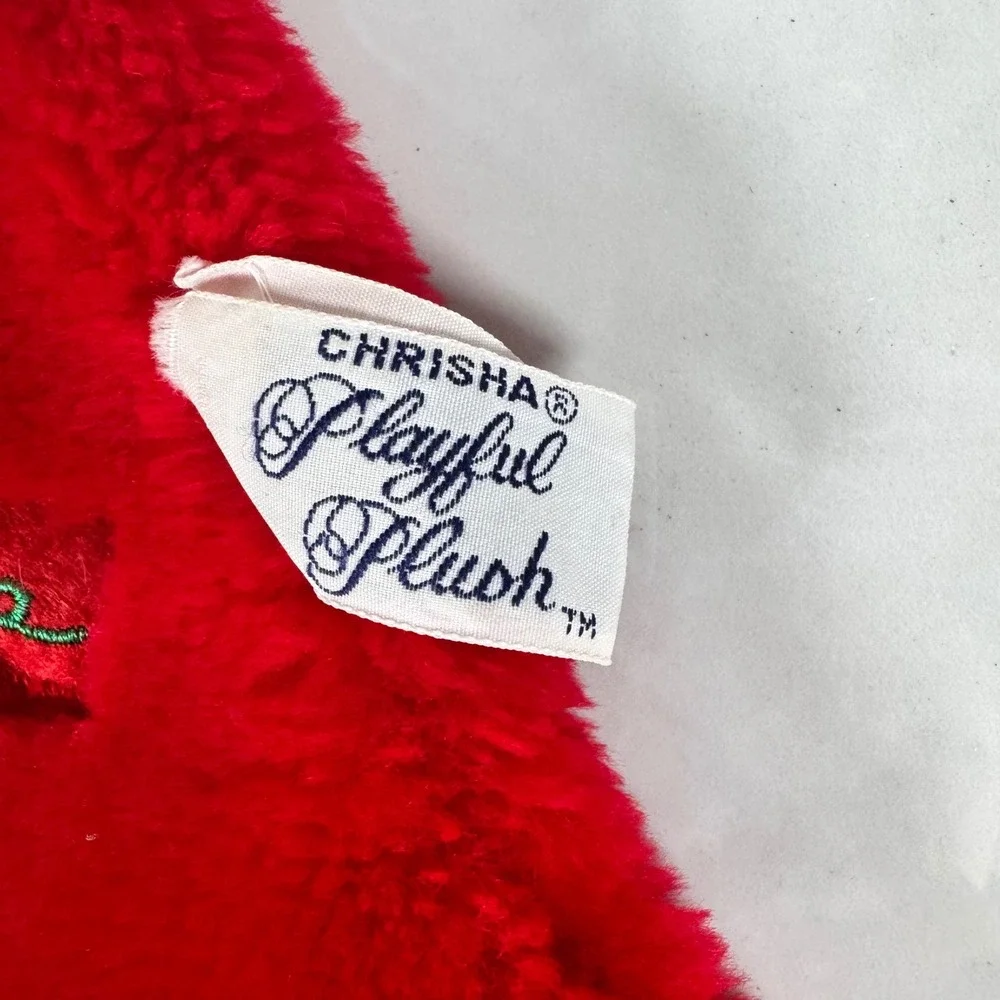 1988 Chrisha Playful Plush Moose Christmas Stocking Reindeer Moose in‎ Santa Hat